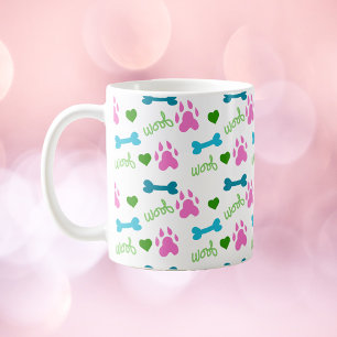 Dog Paw Knochenkraut Muster Pink Kaffeetasse