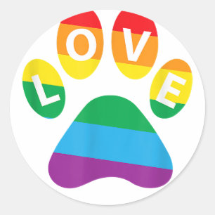 Dog Paw LGBT Supporter Geschenk Rainbow Paw Print  Runder Aufkleber