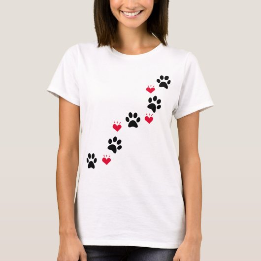 Dog Paw Liebe Herz T-Shirt (Vorderseite)