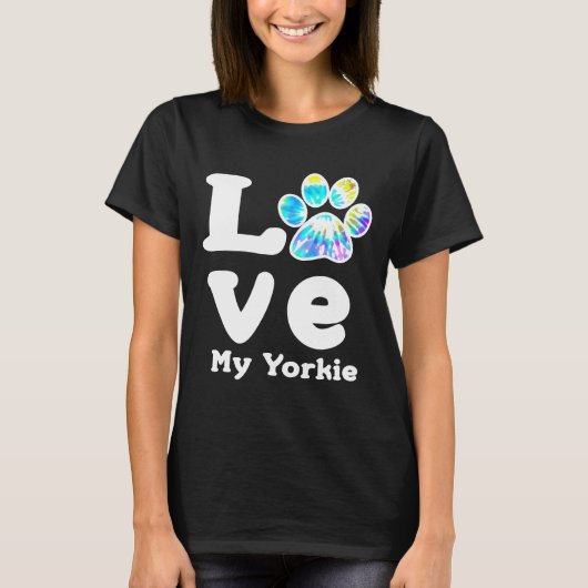 Dog Paw Liebe My Yorkie Yorkshire Terrier Dog Mama T-Shirt (Vorderseite)