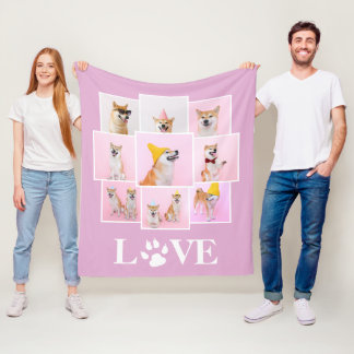 Dog Paw LIEBE Personalisiert 9 FotoCollage Fleecedecke