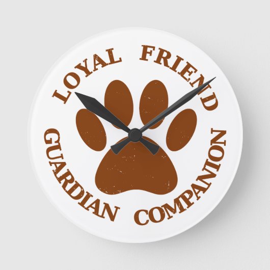 Dog Paw Loyal Friend Runde Wanduhr (Vorderseite)