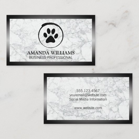 Dog Paw | Marmor | Grenze Visitenkarte (Vorne/Hinten)