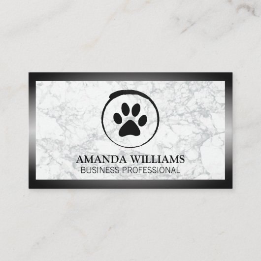 Dog Paw | Marmor | Grenze Visitenkarte (Vorderseite)