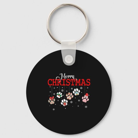 Dog Paw Merry Christmas Pajamas Puppy Dog Lover Ch Schlüsselanhänger (Vorderseite)