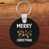 Dog Paw Merry Christmas Pajamas Puppy Dog Lover Xm Schlüsselanhänger (Vorderseite)