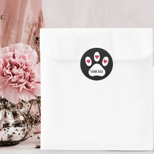 Dog Paw mit Herz, danke, Minimalistische Custom Runder Aufkleber