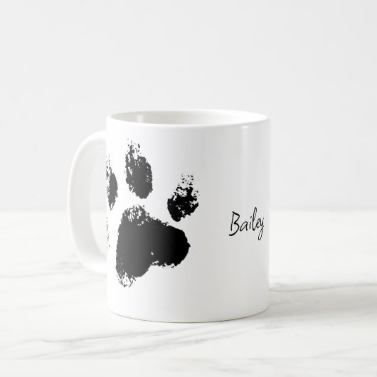 Dog Paw mit Individuelle Name Kaffeetasse (Vorderseite Links)