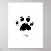 Dog Paw mit Individuelle Name Poster (Vorne)