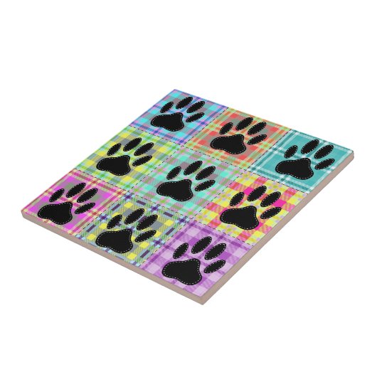 Dog Paw Muster Quilt Fliese (Seite)