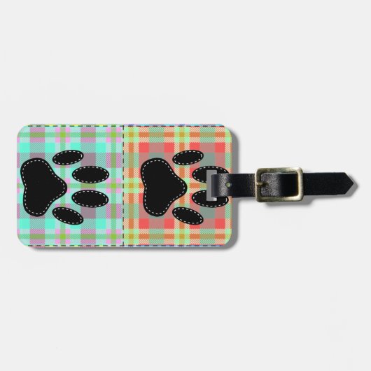 Dog Paw Muster Quilt Gepäckanhänger (Vorderseite horizontal)