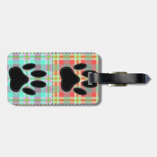 Dog Paw Muster Quilt Gepäckanhänger (Rückseite horizontal)