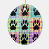 Dog Paw Muster Quilt Keramik Ornament (Links)