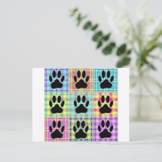 Dog Paw Muster Quilt Postkarte (Stehend Vorderseite)