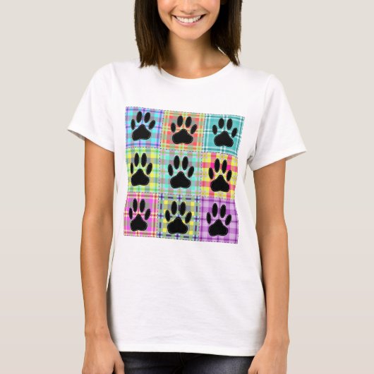 Dog Paw Muster Quilt T-Shirt (Vorderseite)