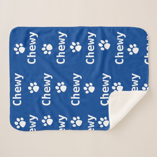 Dog Paw Name Navy White Sherpadecke (Vorderseite (Horizontal))