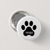 Dog Paw Name Silhouette Design Button (Vorne & Hinten)
