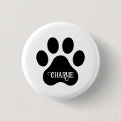 Dog Paw Name Silhouette Design Button (Vorderseite)