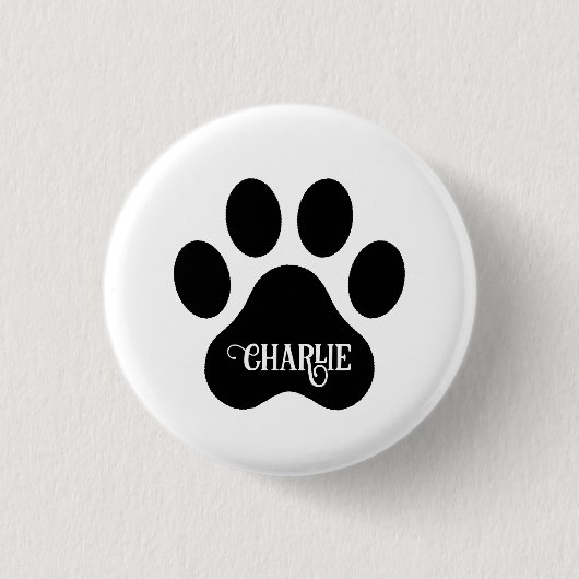 Dog Paw Name Silhouette Design Button (Vorderseite)