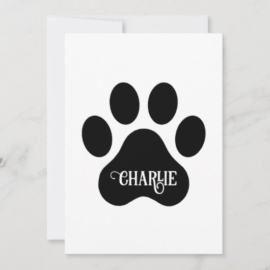 Dog Paw Name Silhouette Design Feiertagskarte (Vorderseite)