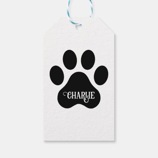 Dog Paw Name Silhouette Design Geschenkanhänger (Rückseite)