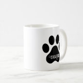Dog Paw Name Silhouette Design Kaffeetasse (VorderseiteRechts)