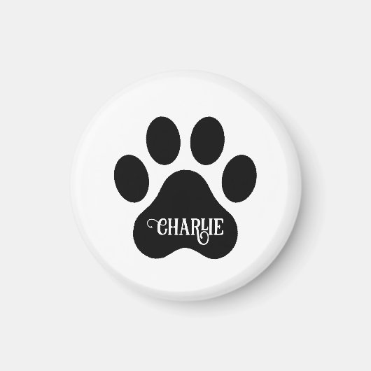Dog Paw Name Silhouette Design Magnet (Vorne)