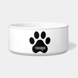 Dog Paw Name Silhouette Design Napf