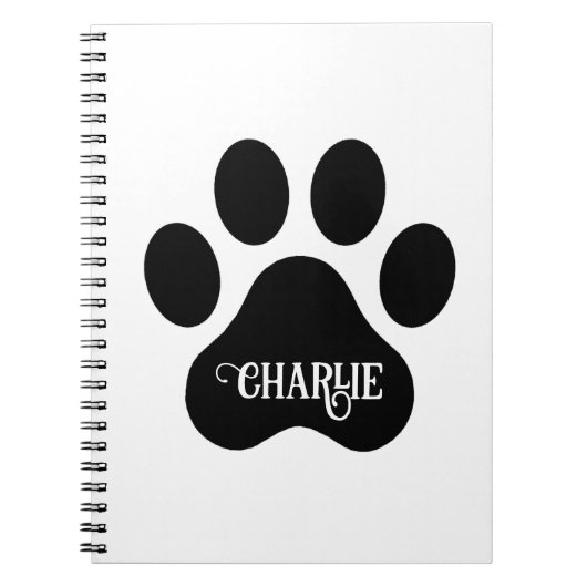 Dog Paw Name Silhouette Design Notizblock (Vorderseite)