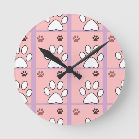 Dog Paw Pattern Runde Wanduhr (Vorderseite)