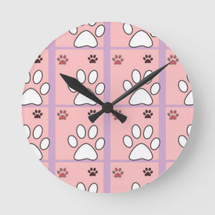 Dog Paw Pattern Runde Wanduhr