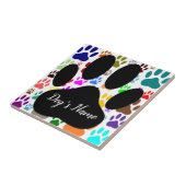 Dog Paw Pattern With Custom Name Ceramic Tile Fliese (Seite)