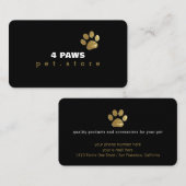 Dog Paw - Pet Store modern black Visitenkarte (Vorne/Hinten)