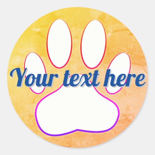 Dog Paw Print Add Custom Text Runder Aufkleber (Vorderseite)