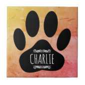 Dog Paw Print Add Individuelle Name Fliese (Vorderseite)