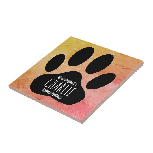 Dog Paw Print Add Individuelle Name Fliese (Seite)
