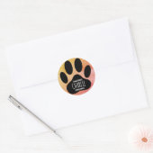 Dog Paw Print Add Individuelle Name Runder Aufkleber (Umschlag)