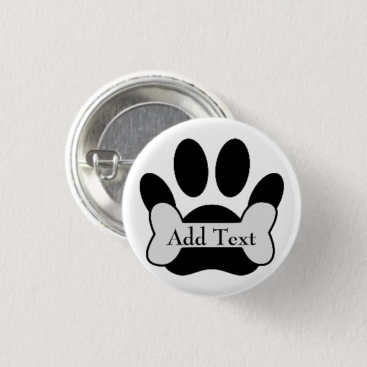 Dog Paw Print and Bone Button (Vorne & Hinten)