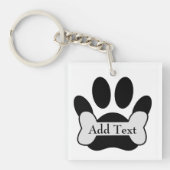 Dog Paw Print and Bone Schlüsselanhänger (Vorderseite)