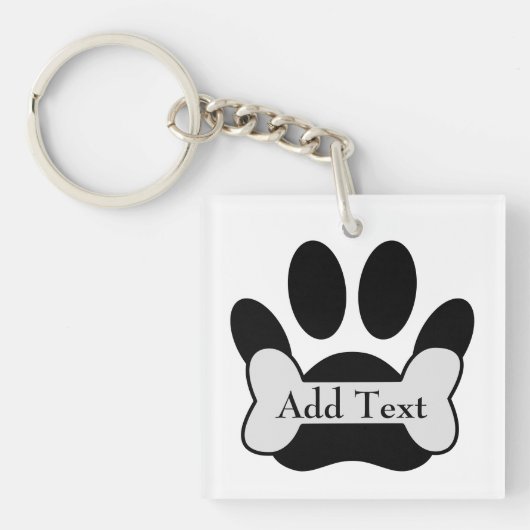Dog Paw Print and Bone Schlüsselanhänger (Vorderseite)