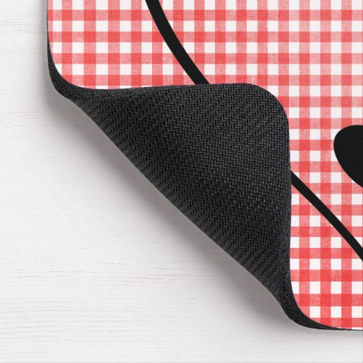 Dog Paw Print and Heart on Gingham Mousepad (Ecke)