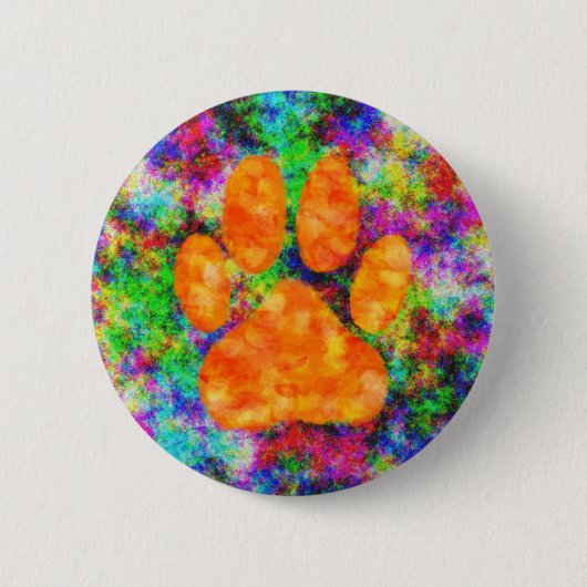 Dog Paw Print Aquarell Button (Vorderseite)