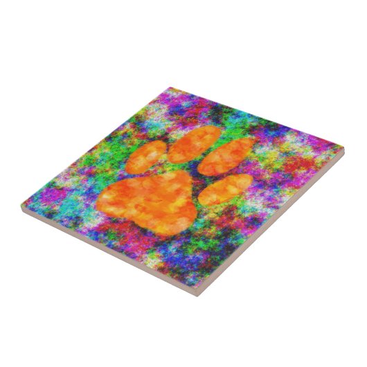 Dog Paw Print Aquarell Fliese (Seite)