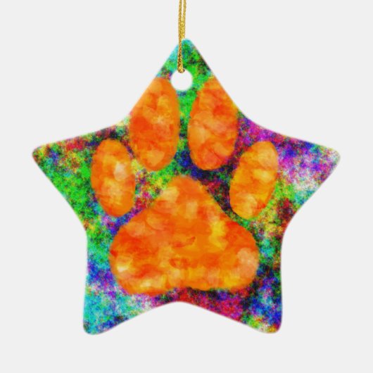 Dog Paw Print Aquarell Keramik Ornament (Vorne)