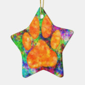 Dog Paw Print Aquarell Keramik Ornament (Links)