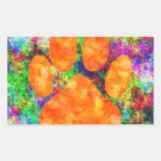 Dog Paw Print Aquarell Rechteckiger Aufkleber (Vorderseite)