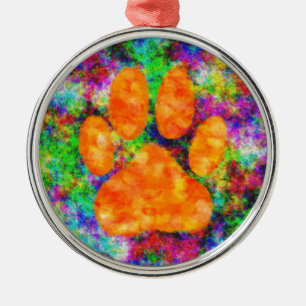 Dog Paw Print Aquarell Silbernes Ornament
