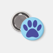 Dog Paw Print Art in blau Magnet (Vorderseite/Rückseite)