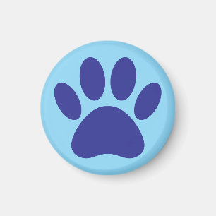 Dog Paw Print Art in blau Magnet