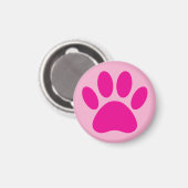 Dog Paw Print Art in Rosa Magnet (Vorderseite/Rückseite)